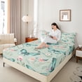 thumbnail image 4 of Homewish 4-Piece Teal Butterflies Spring Garden Chic Flowers King Microfiber Sheet Set, 4 of 7