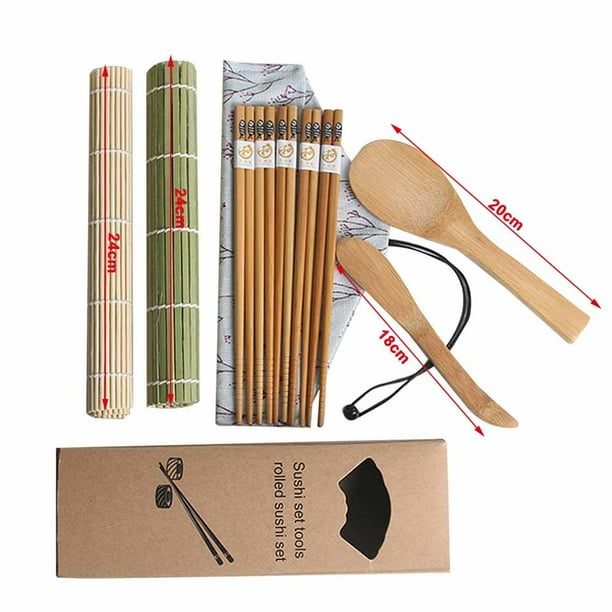 Advancent Kit para hacer sushi Tapete de sushi de bambú que incluye tapetes para enrollar sushi Palillos Paleta y esparcidor Kit de sushi para Almacenamiento y organización del hogar Advancent HA023901-00