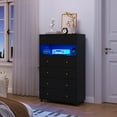 thumbnail image 2 of 5 Drawer Black Dresser with LED Lights & Power Outlets, Modern Storage Cabinet for Bedroom, 2 of 7