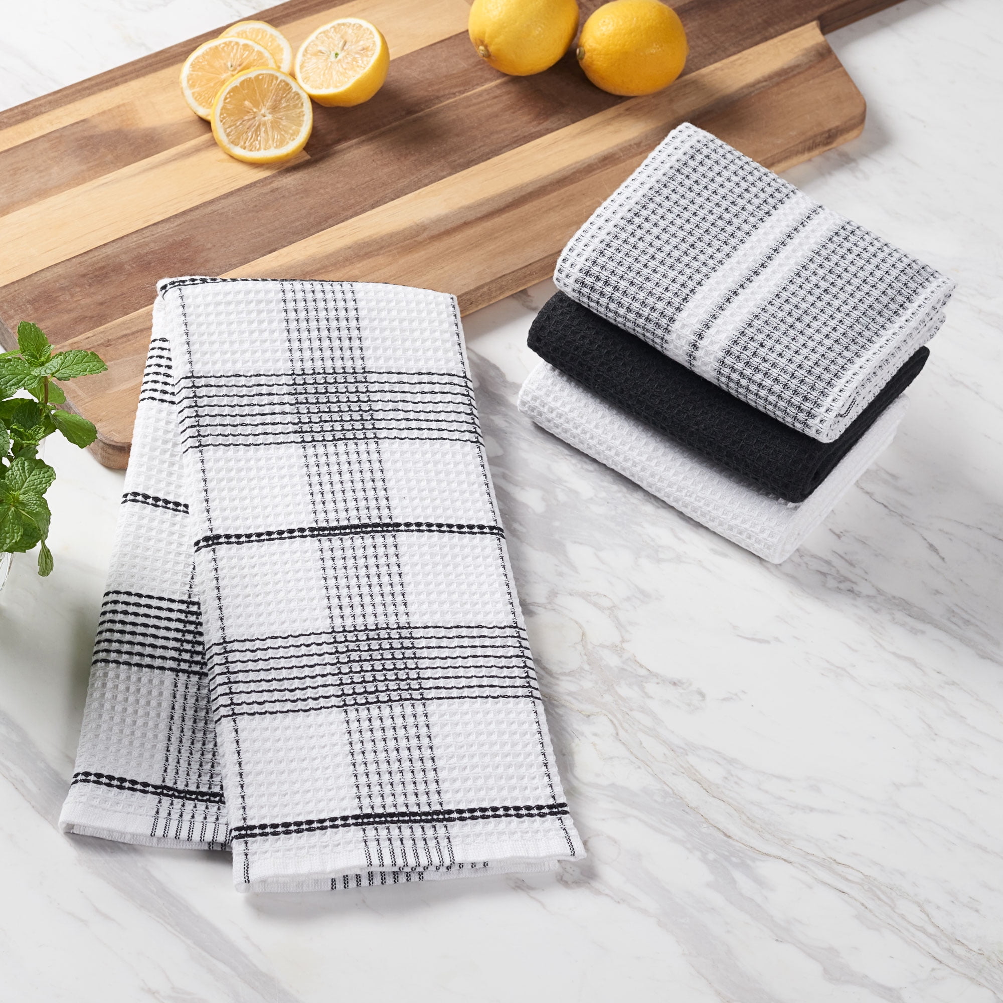 Better Homes & Gardens 4-Piece Oversized Dish Cloth Set, Rich Black 