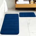 thumbnail image 5 of Tripumer 2 Pcs Memory Foam Bathroom Mat Thick Striped Memory Foam Bathroom Rugs Non Slip Washable Toilet Bathroom Mats Bathroom Rugs Super Water Absorption Machine Wash for Bathroom Floor Rug Navy, 5 of 9