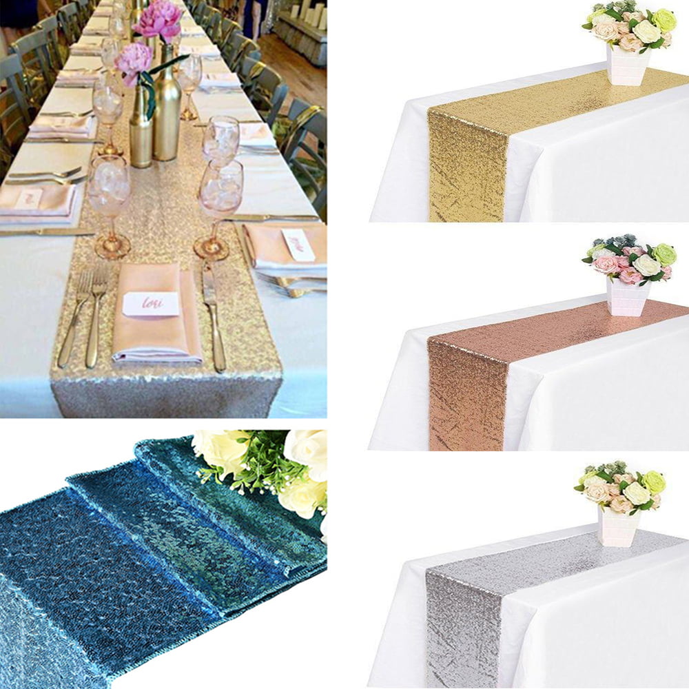 12"x72" Glitter Sequin Table Runner Cloth Banquet Wedding Xmas Party Baby Shower 