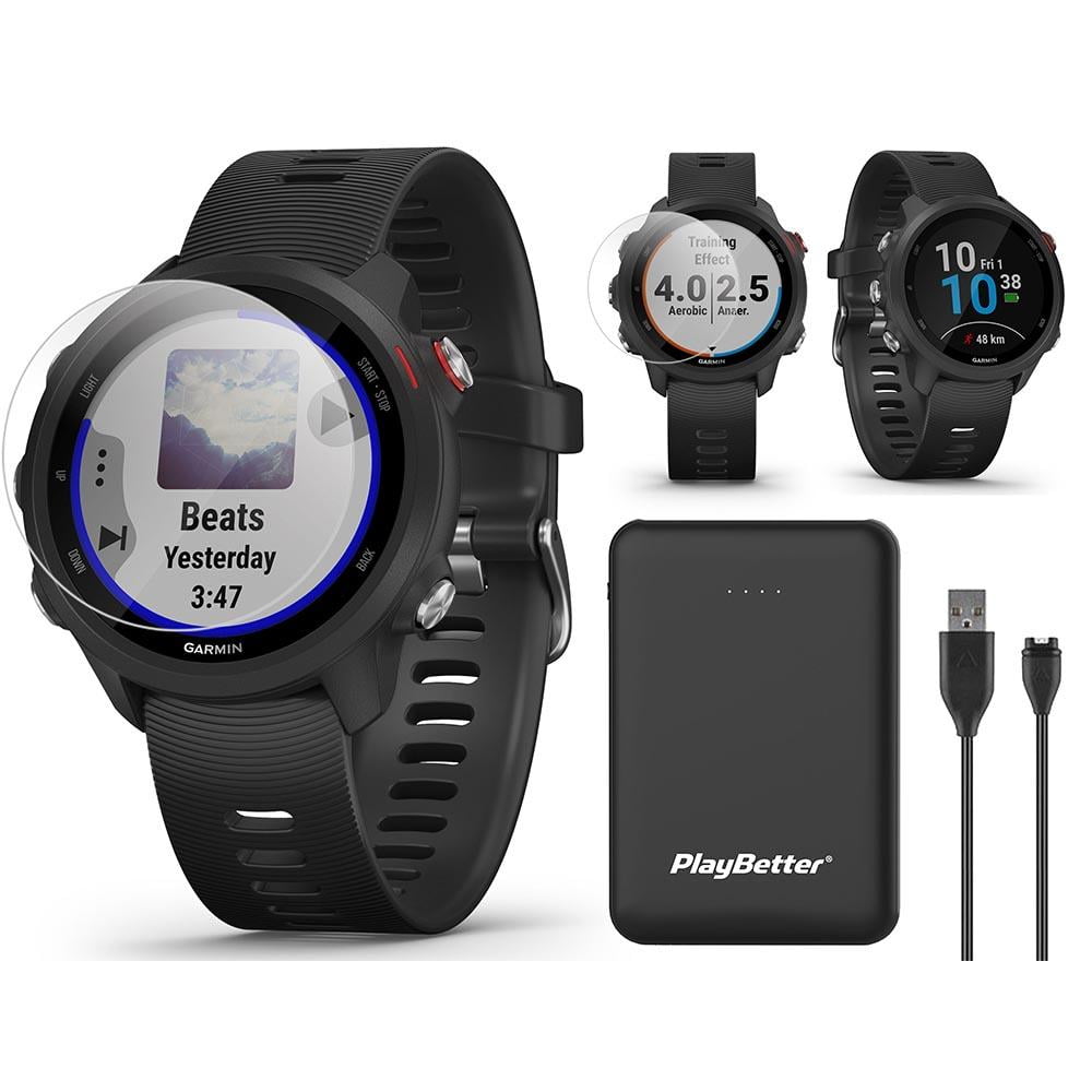 Garmin - Garmin Forerunner 245 Music (Black) GPS Running Smartwatch Power Bundle | +PlayBetter