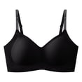 thumbnail image 2 of Women's Wireless Seamless Bra with Glitter Letter Straps and Smooth Cups Featuring Full Coverage Cuts Black 34, 2 of 5