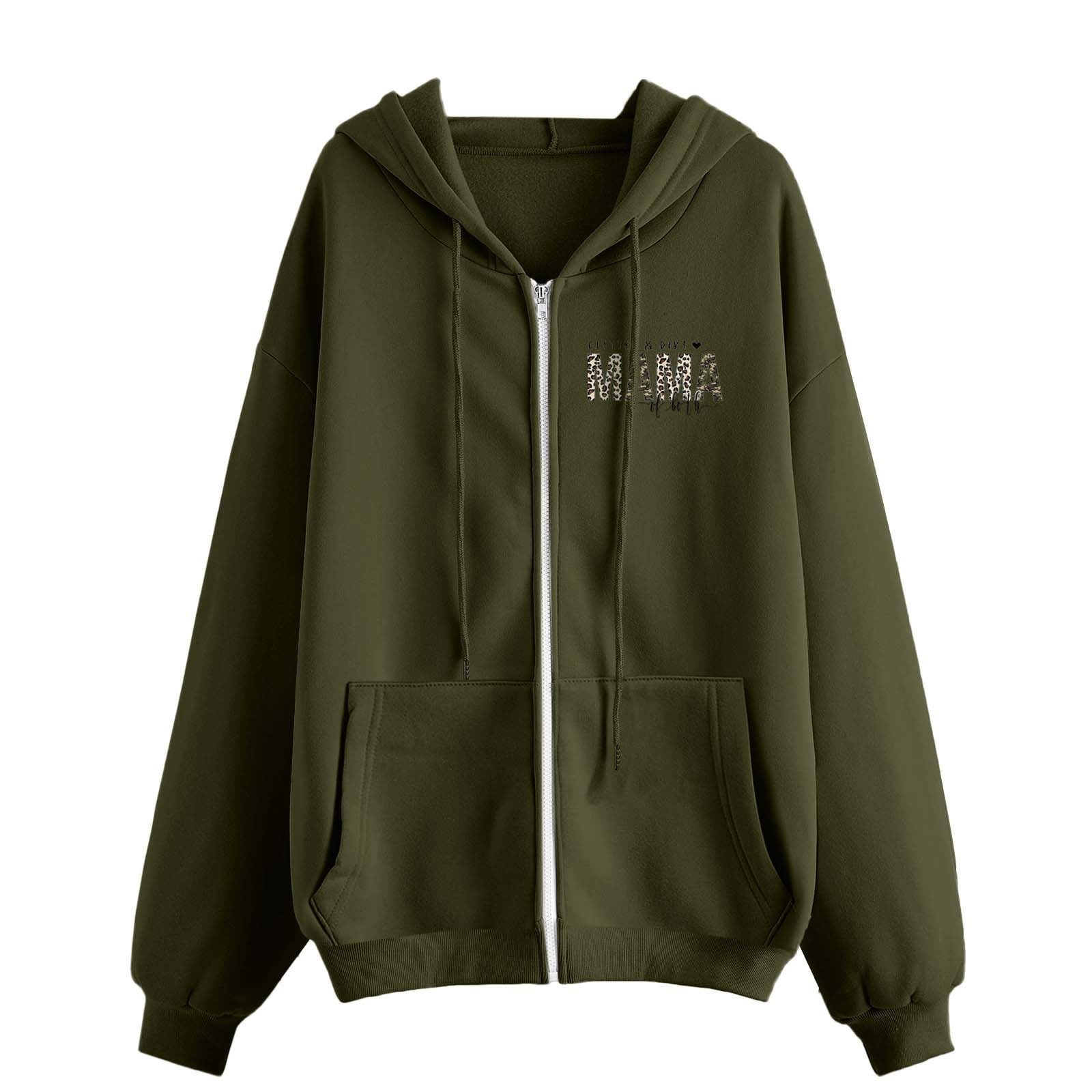 Aayomet Zip Up Hoodie Women Women s Cloud Soft Standard Fit Long Sleeve Hoodie Sweatshirt Army Green L