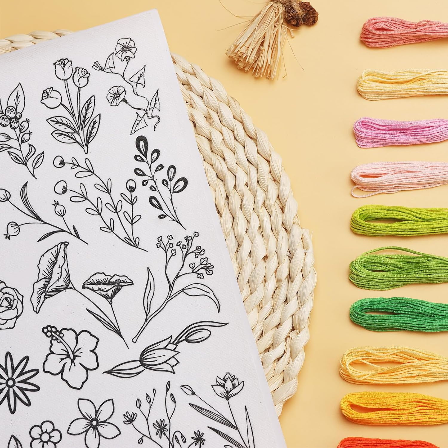Embroidery Pattern Water Soluble Stabilizers, Stick and Stitch Embroidery Paper Wash Away with Pre-Printed Pattern Designs Stencils Transfers for Hand Sewing