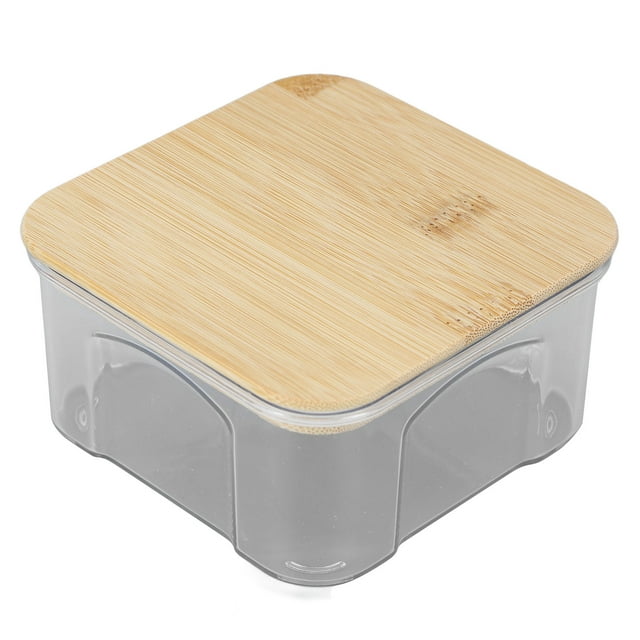 Verdant Touch Conteneurs hermétiques pour aliments - Bocal de stockage alimentaire transparent avec couvercle en bambou pour nouilles, farine, céréales, riz, thé, café, grains de 450 ml, 10,7 x 5,7 cm