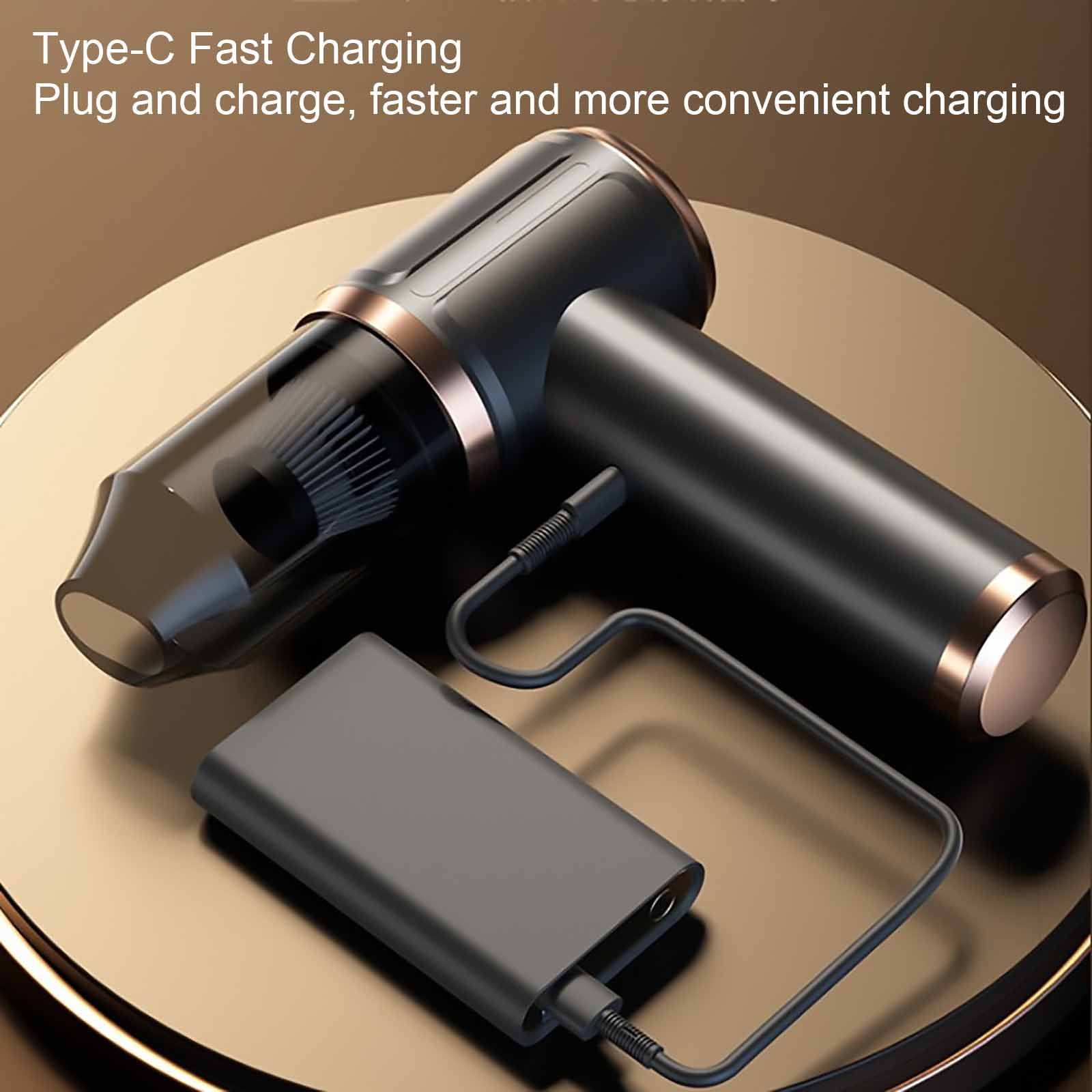 Portable Handheld Vacuum Cleaner, 200W High Power, Dual Use Vacuum & Blower, USB Rechargeable, For Car, Home, Office, Pet Hair, Dust, Includes Multiple Nozzles