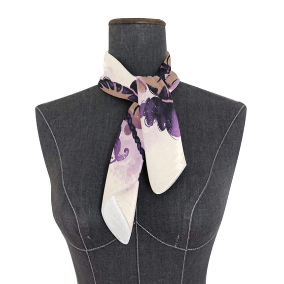 Square Scarf 24x24 Inch The Smiling Purple-haired Girl Silky Satin Sun Protection Neck Scarf for Women Multi-Purpose Head Wrap Bandana for Hair Bag Decoration