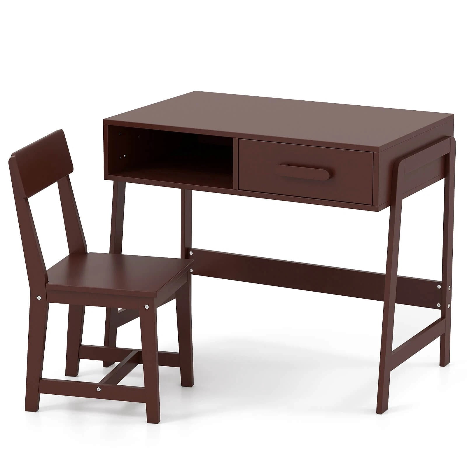 Auranook Kids Desk and Chair Set, Wooden Children Study Table Set with Storage Drawer, Student Writing Desk Set for Bedroom and Study Room
