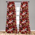 thumbnail image 4 of Ambesonne Floral Nature Print Curtains, Rose Peony Fall, Pair of 28"x95", Ruby Pale Pink and Yellow, 4 of 5