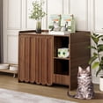 thumbnail image 3 of Large Litter Box Enclosure with Litter Collector, Hidden Litter Box Furniture for Automatic Litter Box, Cat Robot 3/4, Dog Proof Litter Box Cabinet, Side Table, Walnut, 3 of 9