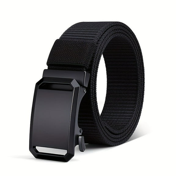 Mens Stretch Belt Quick Release Buckle Belt Strong Canvas Elastic Trouser Belt-black