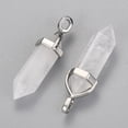 thumbnail image 2 of Natural Quartz Crystal Double Terminated Pointed Pendants Rock Crystal with Random Alloy Pendant Hexagon Bead Cap Bails Bullet Platinum 36~45x12mm Hole: 3x5mm Gemstone: 10mm in diameter, 2 of 4