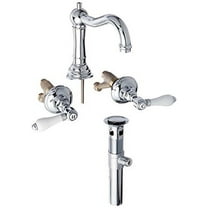 Rohl A1409LPAPC-2 Polished Chrome Country Bath Widespread with Porcelain Lever Handles and Pop-Up Drain