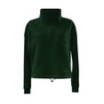 thumbnail image 5 of GERsome Cropped Sweatshirts for Women Long Sleeve Quarter Zip Solid Color Drawstring Hem Pullover Green S, 5 of 8