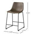 thumbnail image 5 of Counter Height Bar Stools Set of 2, Modern Counter Stool Faux Leather Barstools with Back, Seat Height Island Stools Countertop Comfortable Brown Bar Chairs, 5 of 5