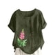 thumbnail image 1 of Vestidos Casuales Para Mujer, Blusas De Mujer De Moda Blusa informal de lino con cuello redondo y manga corta con botones para mujer, talla grande, estampada, 1 of 4