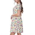 thumbnail image 2 of Honeii Robe à Manches Courtes pour Femmes avec Imprimé Floral Mignon, Robe Décontractée Confortable, Mélange de Polyester Spandex Doux, Tenue Quotidienne Élégante pour l'Été, Parfaite pour les Voyages et les Vacances, 2 of 6