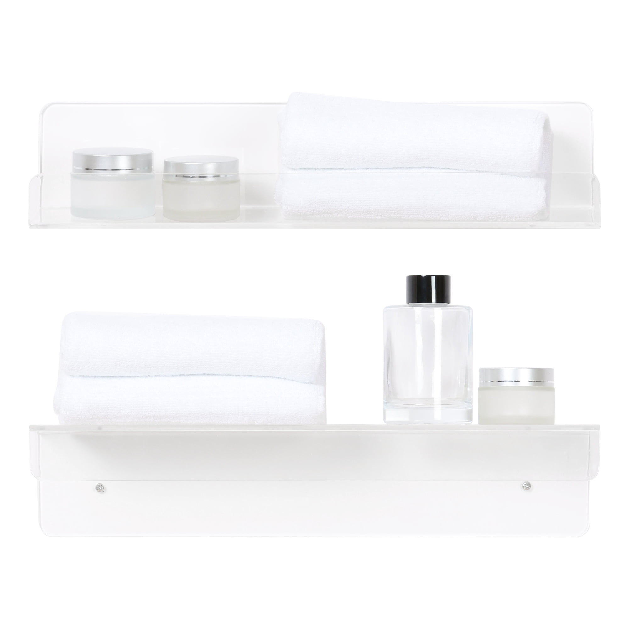 Unique Bargains Acrylic Floating Shelves for Wall Bathroom Living Room Kitchen Clear 2