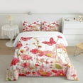 thumbnail image 2 of jejeloiu Retro Rustic Flower Bedding Comforter Set,Chic Butterfly Twin Comforter Sets,Pink Red White Bedding Set For Girls,Breathable Home Decor Reversible,2pcs, 2 of 8