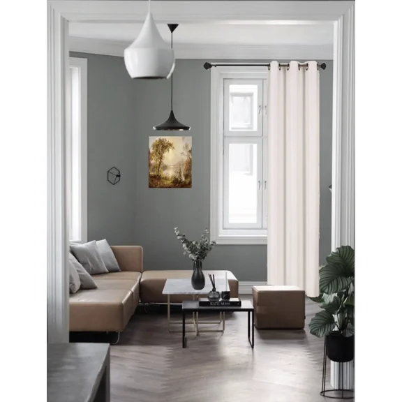 Gorgeous Home Linen (#32) Hotel Quality Silver Top Grommet Faux Silk Ivory Beige Thermal Foam Lined Heavy Thick Window Curtain 108" Length (1-Piece)