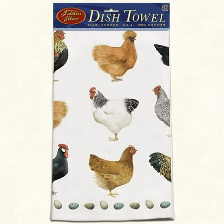 Hen Dish - Hen Kitchen Towel, Silk- Screened on 100% Cotton for lint free dryig By Fiddlers Elbow