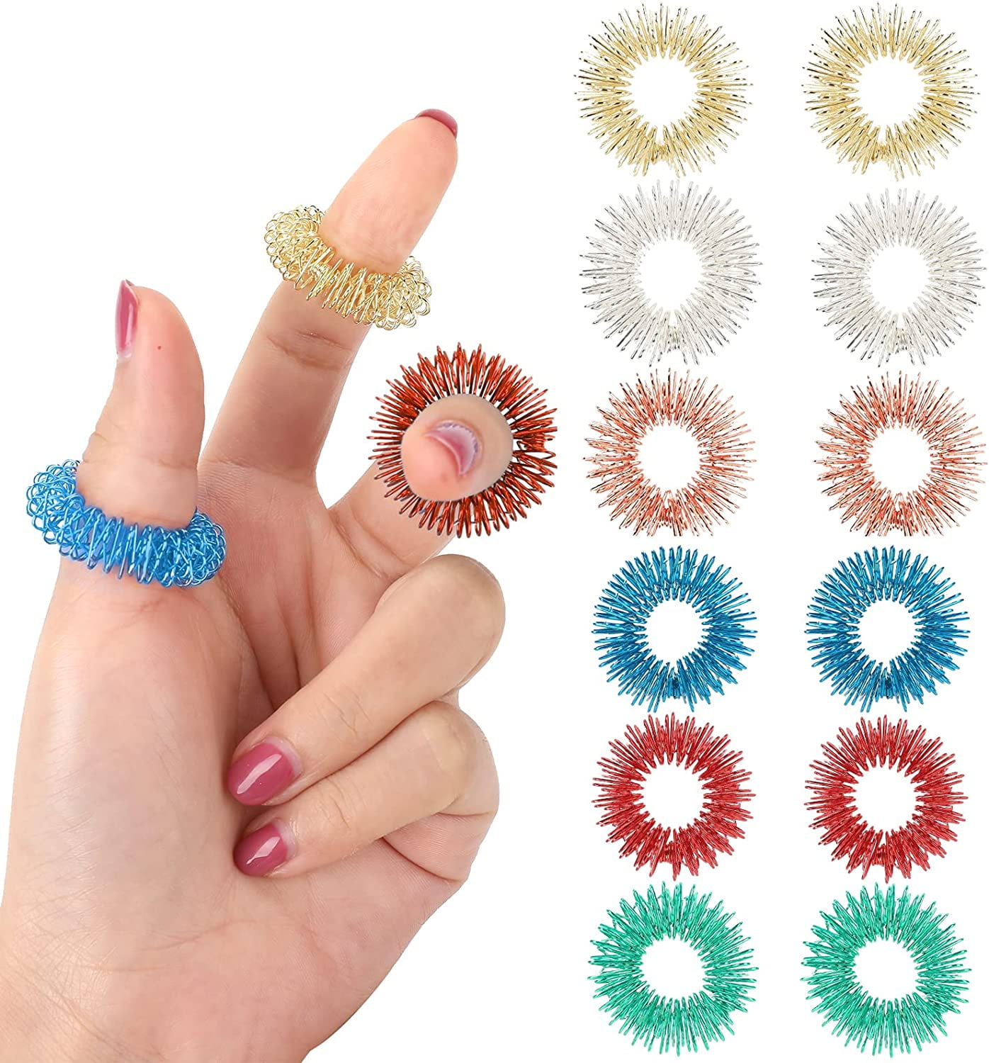 Amazon.com: 30 Pieces Acupressure Rings Spiky Sensory Rings for Fingers  Stress Relief Fidget Sensory Massager for Teens Adults : Health & Household