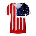 thumbnail image 5 of American Flag T Shirt Women USA Star Stripes Fourth July Tee Shirts Casual America Flag Print V Neck Tee Tops, 5 of 5