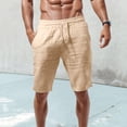 thumbnail image 3 of Huanglei Men's Casual Shorts ,Casual Summer Shorts Linen Blend Elastic Waist With Pockets Loose Fit (Yellow ,Large), 3 of 5
