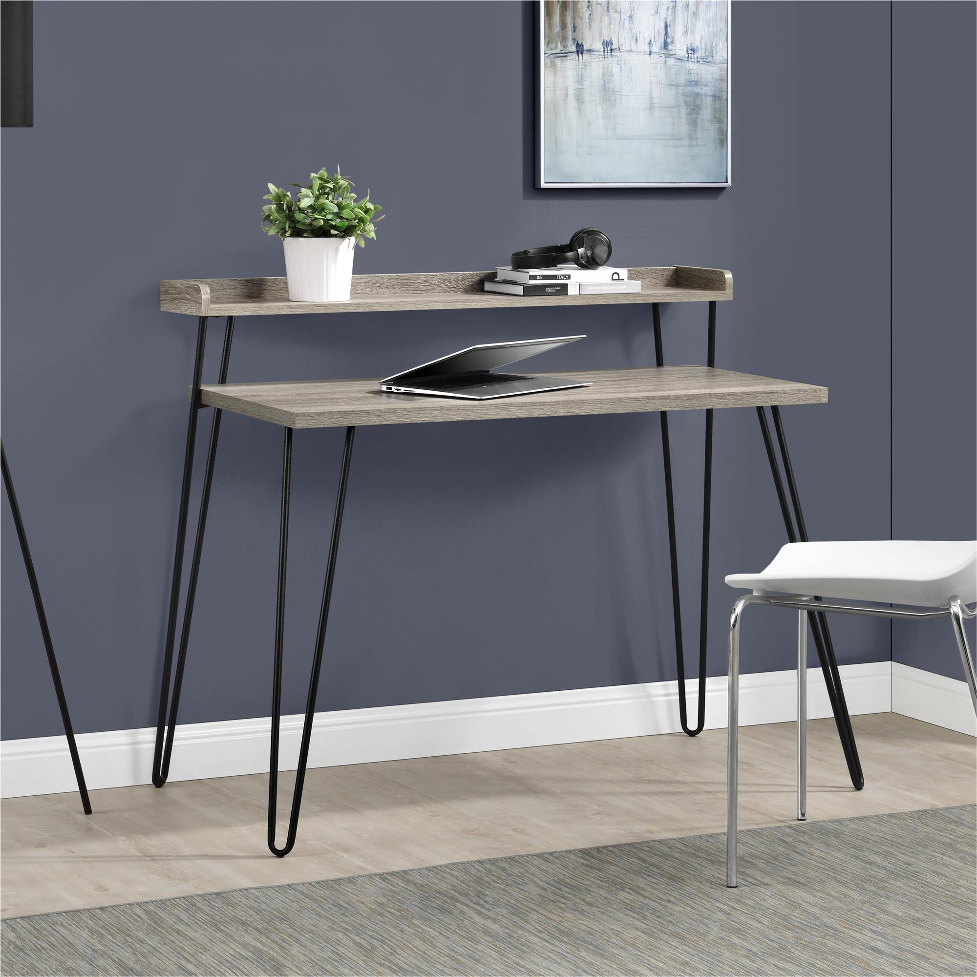 Mainstays Griffin Retro Computer Desk with Riser, Distressed Gray Oak - image 2 of 8