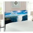 thumbnail image 2 of Waterfall Headboard, Victoria Waterfall and Mountain Cliff Sunshine Natural Landscape Photo, Upholstered Decorative Metal Bed Headboard with Memory Foam, Twin Size, Blue White Green, by Ambesonne, 2 of 4