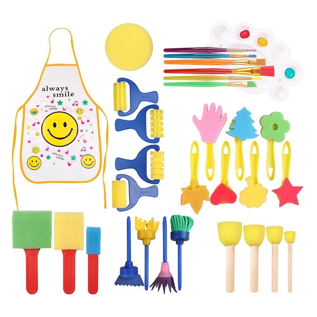 Esponjas para pintar con los dedos para niños, juego de pinceles para pintar con esponja oso de fresa Hogar