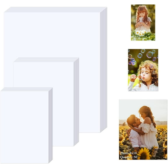 Photo Paper 4x6, 5x7, 8x10 inch, Glossy Papers 150 Sheets, Inkjet Printer for Dye Ink, 200 GSM (50 Sheets of each size 8x10)