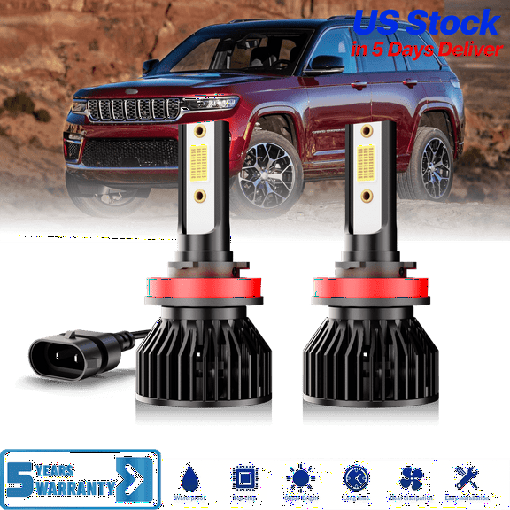 AQJ For Jeep Grand Cherokee 2011-2022 LED Headlight Bulbs Kit 6000K White 10000LM, H11/H8/H9 High/Low Beam