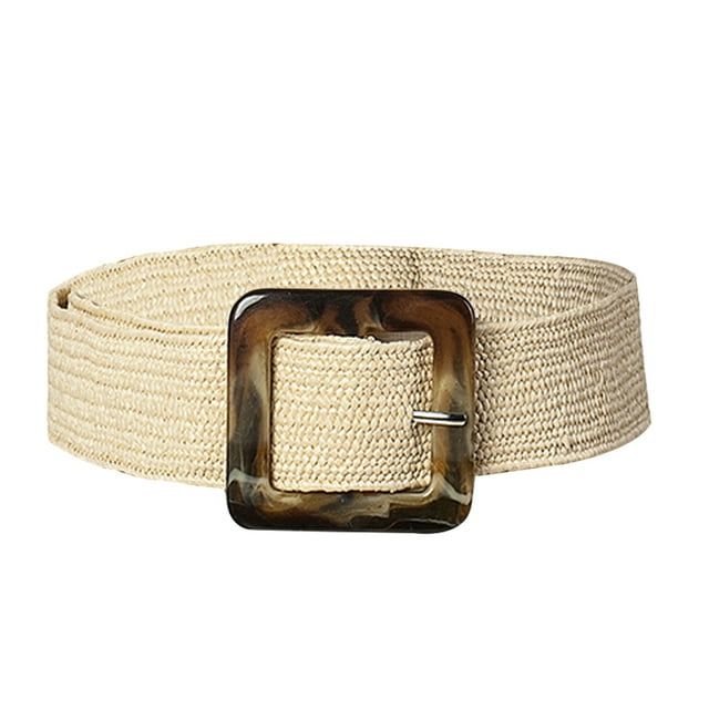 Kmbangi Ceinture Tressée en Paille pour Femmes, Ceinture Élastique Rétro Extensible