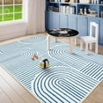 thumbnail image 4 of Moynesa 6'x9' Abstract Area Rugs for Living Room, Ultra-Thin Soft Washable Rug Non-Slip Modern Bedroom Rug Indoor Large Throw Carpet for Dining Room Nursery Playroom Office, Blue, 4 of 8