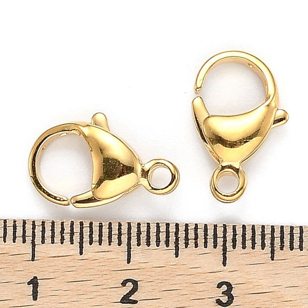 100pcs 2 colors 304 Stainless Steel Lobster Claw Clasps golden & Stainless Steel color 16x10.5x4.7mm Hole: 2.2mm 50pcs/color