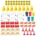 thumbnail image 2 of Juguetes de señales de tráfico, juguetes educativos para edades tempranas, modelo DIY, juego de señales de escena, o para juego de coches 67 miniseñales de tráfico, 2 of 4
