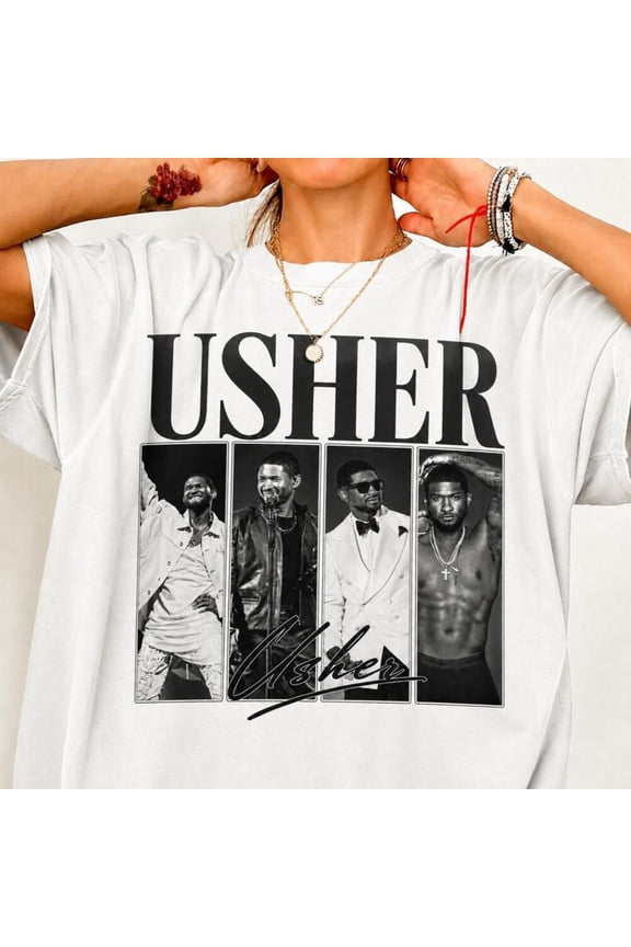 Usher Vintage Graphic Shirt, Retro R&B Singer Collage Tee, Distressed Music Legend T-Shirt