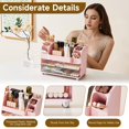 thumbnail image 3 of Organizador de maquillaje UFORU con 2 cajones grandes, color rosa, 3 of 8