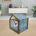 thumbnail image 3 of Japanese Wave Pet House, Traditional Eastern Pattern with Waves of Water Foam Splashes, Outdoor & Indoor Portable Dog Kennel with Pillow and Cover, 5 Sizes, Pale Blue Navy Blue, by Ambesonne, 3 of 5
