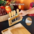 thumbnail image 5 of 1/2-Set Wooden Cheese Board with 4 Stainless Steel Knives - Travel-Friendly Charcuterie Platter for Parties & Gifts, 5 of 12
