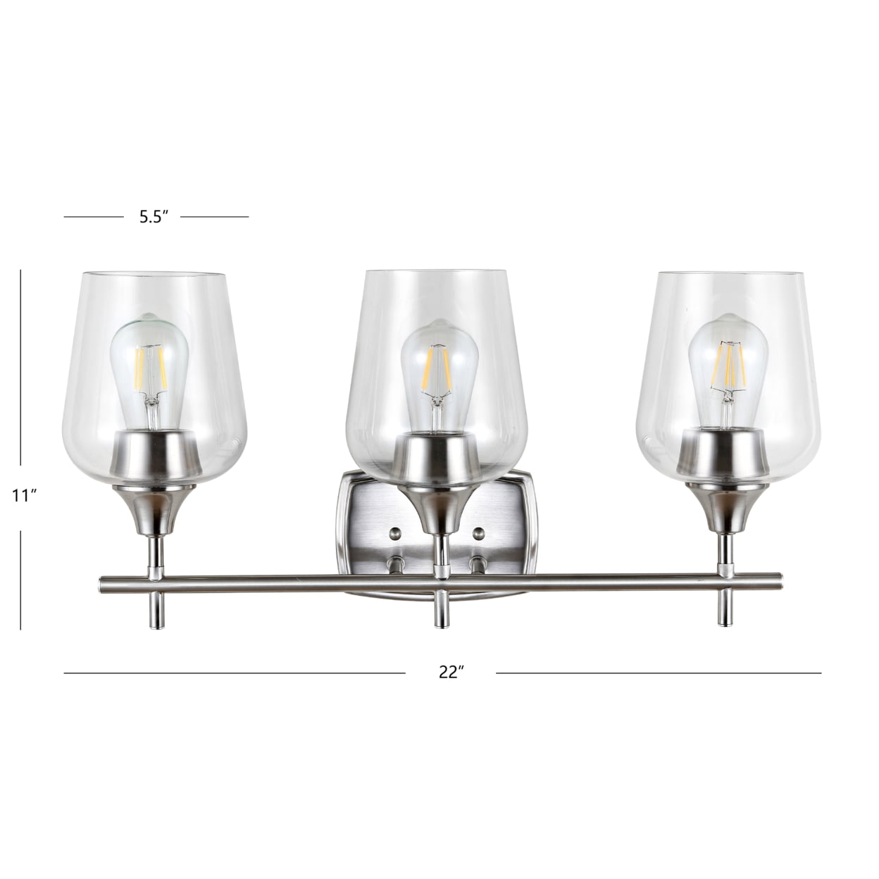 Safavieh Eagan 11 in. H Three Light Wine Glass Wall Sconce, Nickel