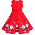 thumbnail image 2 of Sunny Fashion Girls Dress Red Santa Claus Printed Christmas Party Winter Holiday 5 Years, 2 of 5