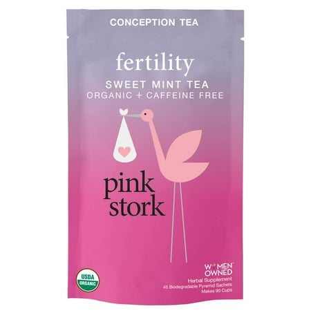 Pink Stork Fertility Tea: Sweet Mint Tea, USDA Organic Loose Leaf in Biodegradable Sachets, Hormone Balance, and Cycle Regulation -Support Fertility Naturally, Drug-Free -90 Cups, Caffeine (Best Fertility Drugs For Twins)