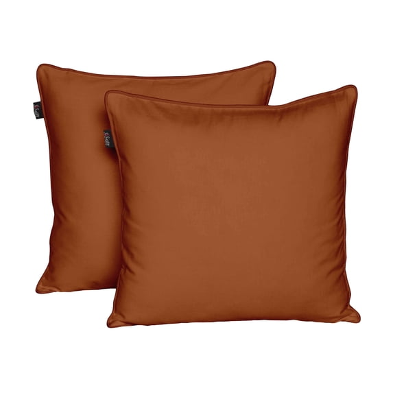 S4Sassy Dusty Orange Cotton Flex Home Decor Solid Decorative Throw Square Pillow Case Sofa Cushion Cover 2Pcs-18 x 18 Inches