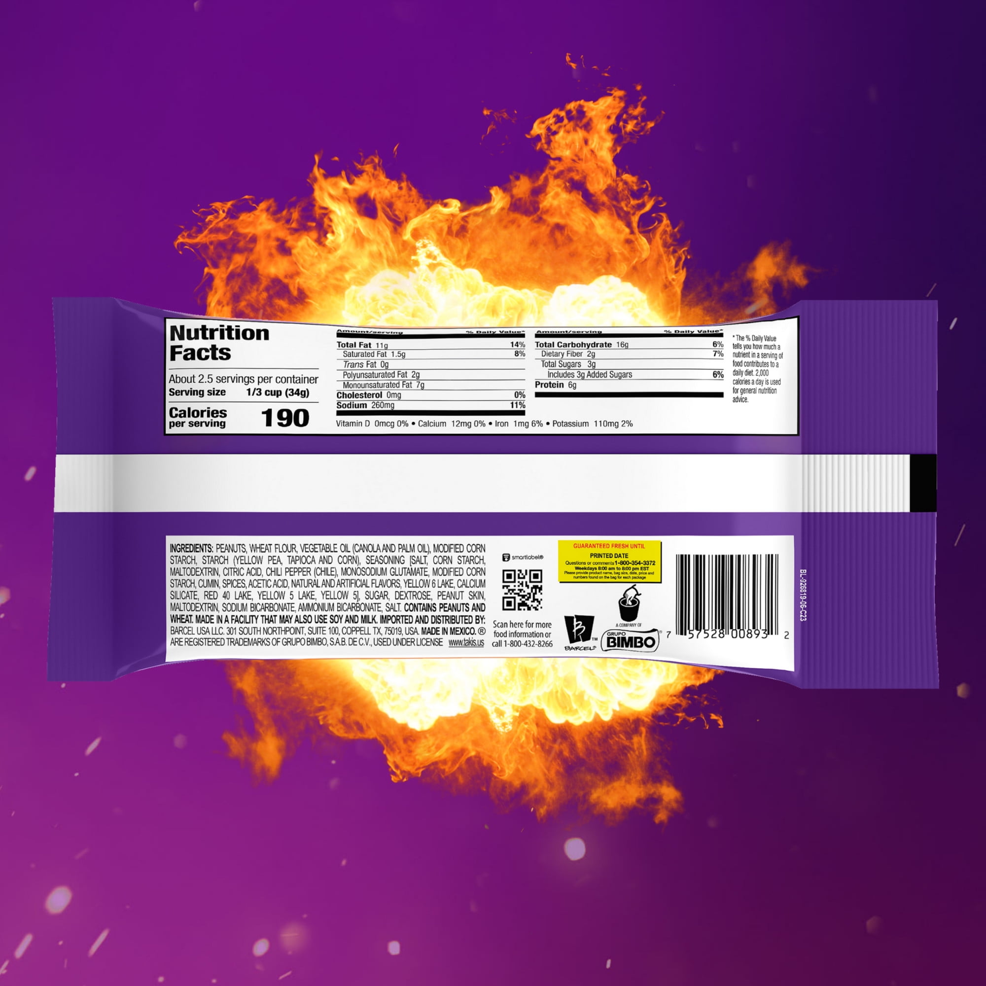 Takis Original Flare Hot Nuts, Chili Pepper & Lime Double