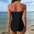 thumbnail image 4 of XIAONU Women's Floral Print Square Neck Swimwear Slim Fit Sleeveless Square Neck One Piece Swimsuit Stretchy Vibrant Pool Swimsuits, 4 of 5