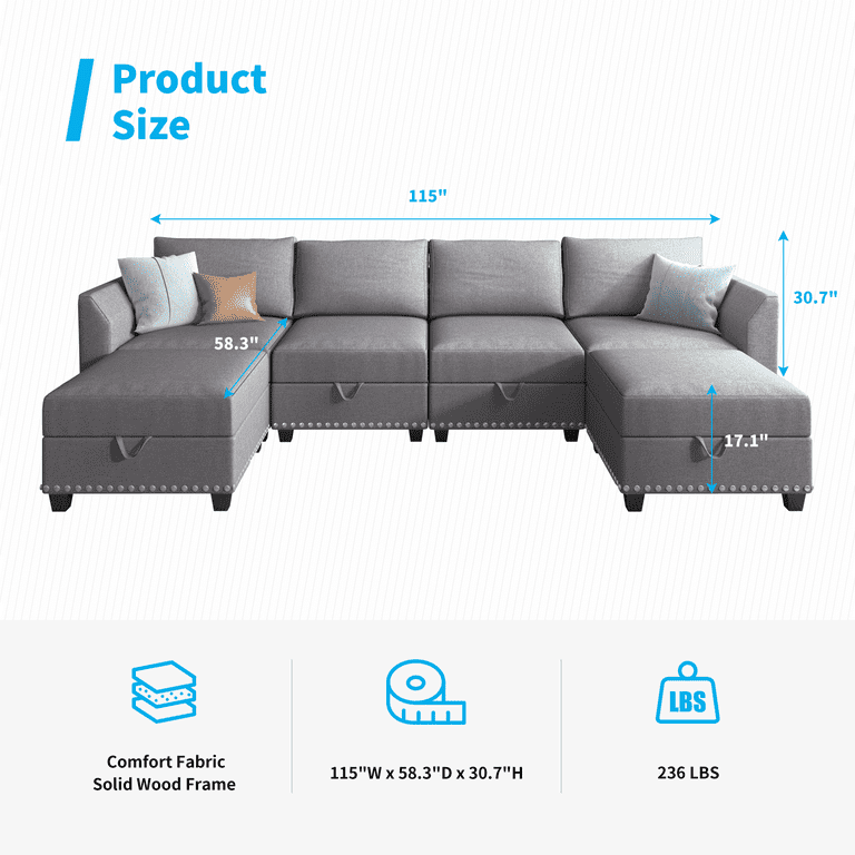 U Shaped Sofa Dimensions Baci Living Room